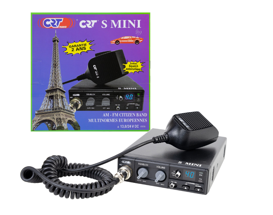 Statie radio CB CRT S Mini Dual Voltage, 12/24V, 4W, cu ASQ, AM-FM